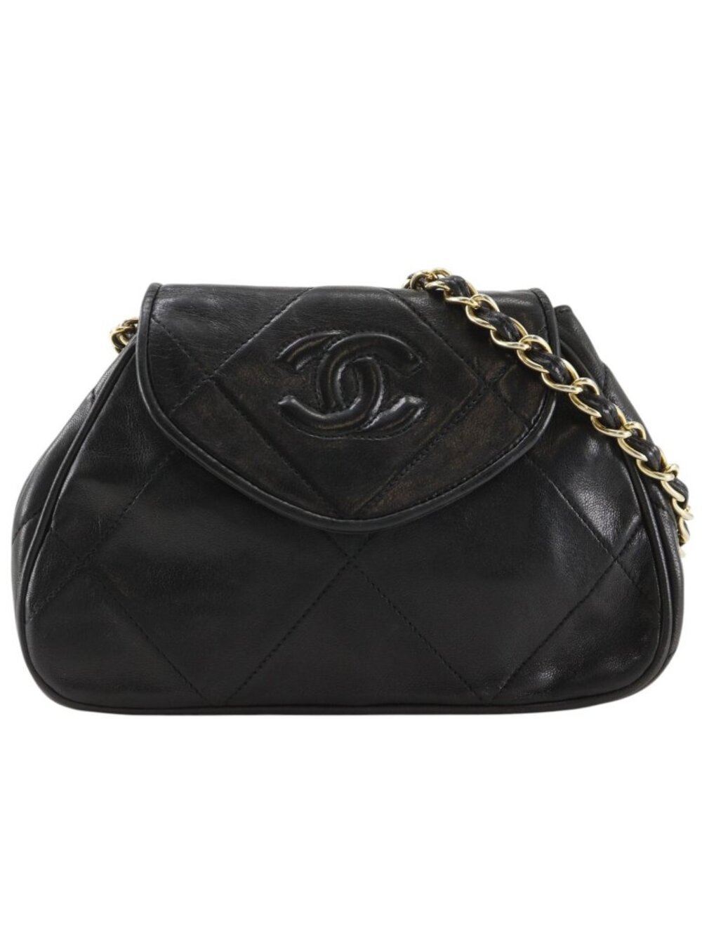 Chanel Chain Shoulder Bag Quilted Vintage Lambskin Black